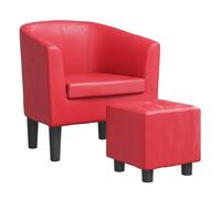 vidaXL Sillón con Taburete Cuero sintético Rojo