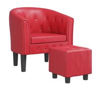 vidaXL Sillón con Taburete Cuero sintético Rojo