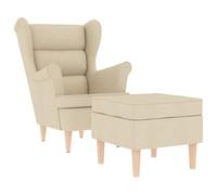 vidaXL Sillón con Taburete reposapiés de Tela Crema, butaca, sillón de salón, Silla sofá, Silla de Relax, Silla de salón, Silla de Dormitorio
