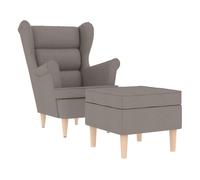 Vidaxl sillón con taburete reposapiés de tela gris taupe