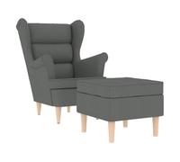 Vidaxl sillón con taburete reposapiés tela gris oscuro