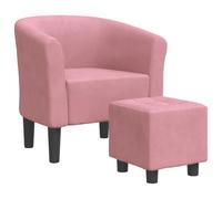 vidaXL Sillón con taburete – terciopelo rosa