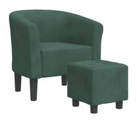 vidaXL Sillón con Taburete, Silla con Respaldo Reposabrazos, Butaca de Relax Descanso TV, Asiento para Salón Oficina, Terciopelo Verde Oscuro