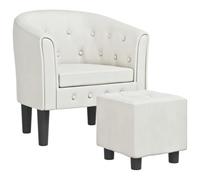 vidaXL Sillón con Taburete Cuero sintético Blanco