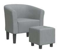 vidaXL Sillón con Taburete, Silla Decorativa con Respaldo Reposabrazos, Butaca de Relax Descanso TV, Asiento para Salón Oficina, Tela Gris Claro