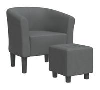 vidaXL Sillón con Taburete, Silla Decorativa con Respaldo Reposabrazos, Butaca de Relax Descanso TV, Asiento para Salón Oficina, Tela Gris Oscuro
