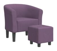 vidaXL Sillón con Taburete, Silla Decorativa con Respaldo Reposabrazos, Butaca de Relax Descanso TV, Asiento para Salón Oficina, Tela Morado