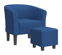 vidaXL Sillón con Taburete, Silla Decorativa con Respaldo Reposabrazos, Butaca de Relax Descanso TV, Asiento para Salón Oficina, Tela Azul
