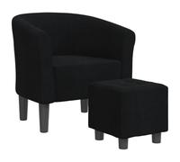 Sillón Con Taburete Tela Negra Vidaxl