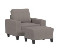 Vidaxl sillón con taburete tela gris taupe 60 cm