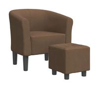 Vidaxl sillón con taburete tela marrón