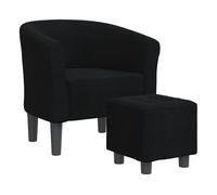 Vidaxl sillón con taburete tela negra