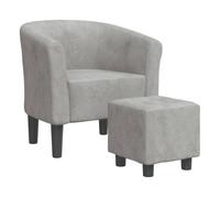 Vidaxl sillón con taburete terciopelo gris claro