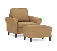 Vidaxl sillón con taburete terciopelo marrón 60 cm