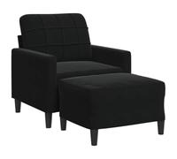 vidaXL Sillón con Taburete Terciopelo Negro 60 cm, sofá Individual, sillón bañera, sillón Club, sofá, sofá Confort, sillón de TV, sofá de Relax