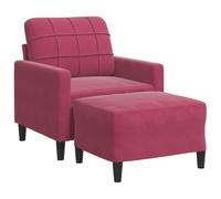 Vidaxl sillón con taburete terciopelo rojo tinto 60 cm