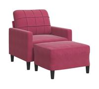 vidaXL Sillón con Taburete Terciopelo Rojo Tinto 60 cm