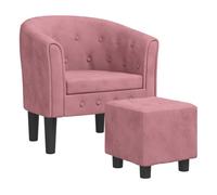 Vidaxl sillón con taburete terciopelo rosa