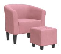 vidaXL Sillón con Taburete Terciopelo Rosa