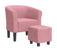 vidaXL Sillón con taburete – terciopelo rosa