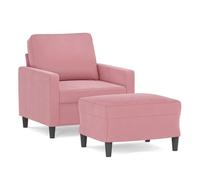 Vidaxl sillón con taburete terciopelo rosa 60 cm