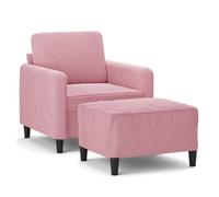 Vidaxl sillón con taburete terciopelo rosa 60 cm