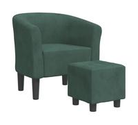 vidaXL Sillón con Taburete Terciopelo Verde Oscuro