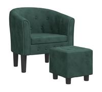 vidaXL Sillón con Taburete Terciopelo Verde Oscuro