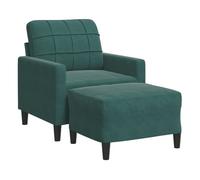 Vidaxl sillón con taburete terciopelo verde oscuro 60 cm