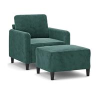 Vidaxl sillón con taburete terciopelo verde oscuro 60 cm