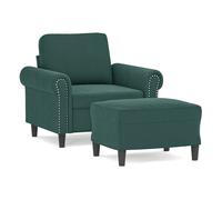 Vidaxl sillón con taburete terciopelo verde oscuro 60 cm