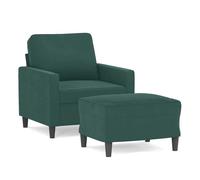Vidaxl sillón con taburete terciopelo verde oscuro 60 cm