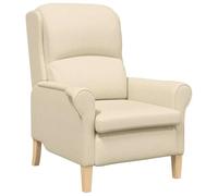 vidaXL sillón Crema Tela | Diseñado para que estés súper cómodo, Tela de poliéster suave, Patas de madera que le dan un toque de estilo