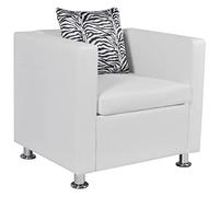 vidaXL Sillón Cuadrado Blanco de Cuero Artificial Muebles casa Asiento Bricolaje