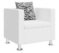 vidaXL Sillón Cuadrado Blanco de Cuero Artificial Muebles casa Asiento Bricolaje
