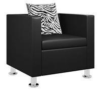 vidaXL Sillón Cuadrado Negro de Cuero Artificial sofá Asiento Muebles de casa