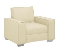 vidaXL Silla Sofá Moderna Crema para Uso Interior | Estilosa Silla de Cuero Sintético Compacta para Oficina y Sala Duradera Cómoda Diseño Acabado Texturizado Muebles Contemporáneos Lounge