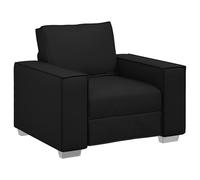 vidaXL Sillón Sofá Moderno de Cuero Sintético en Negro | Asiento Robusto Ideal para Salas de Estar y Oficinas | Fácil de Limpiar, Diseño Moderno, Cojines Súper Cómodos