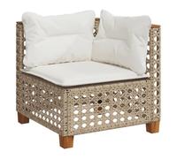 Vidaxl sillón de esquina de jardín con cojines ratán sintético beige