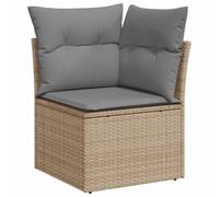 vidaXL Sillón de Esquina de Jardín con Cojines, Silla Esquinera con Respaldo, Sofá Modular, Asiento para Patio Terraza, Ratán Sintético Beige