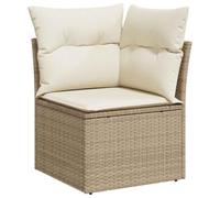 vidaXL Sillón de Esquina de Jardín con Cojines, Silla Esquinera con Respaldo, Sofá Modular, Asiento para Patio Terraza, Ratán Sintético Beige