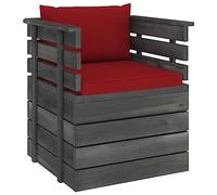 vidaXL Sillón de Palets para Jardín con Cojines Mueble Exterior Terraza Patio Hogar Sillón Silla Asiento Suave con Respaldo Madera de Pino