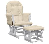 vidaXL Sillón de Lactancia con Taburete Tela Blanco Crema