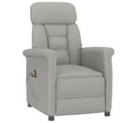 vidaXL Sillón de masaje eléctrico con reposabrazos ajustables en tela gris claro, ideal para relajarte en el salón. Asientos cómodos, reclinable, un mueble moderno que ofrece confort contemporáneo y