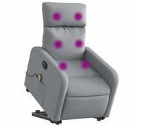 vidaXL Sillón de Masaje Eléctrico Reclinable Elevable, Silla con Respaldo Reposabrazos, Sillón de Relax Descanso, Asiento Ajustable, Tela Gris Claro
