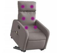 vidaXL Sillón de masaje eléctrico reclinable y elevable con respaldo y reposabrazos, tela Taupe