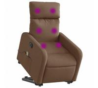 vidaXL Sillón de Masaje Eléctrico Reclinable Elevable, Silla con Respaldo Reposabrazos, Sillón de Relax Descanso, Asiento Ajustable, Tela Marrón
