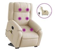 Vidaxl sillón de masaje eléctrico reclinable elevable tela crema