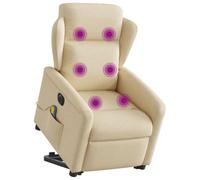 vidaXL Sillón de Masaje eléctrico reclinable elevable Tela Crema
