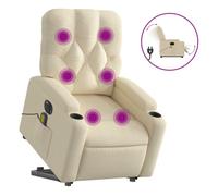Vidaxl sillón de masaje eléctrico reclinable elevable tela crema